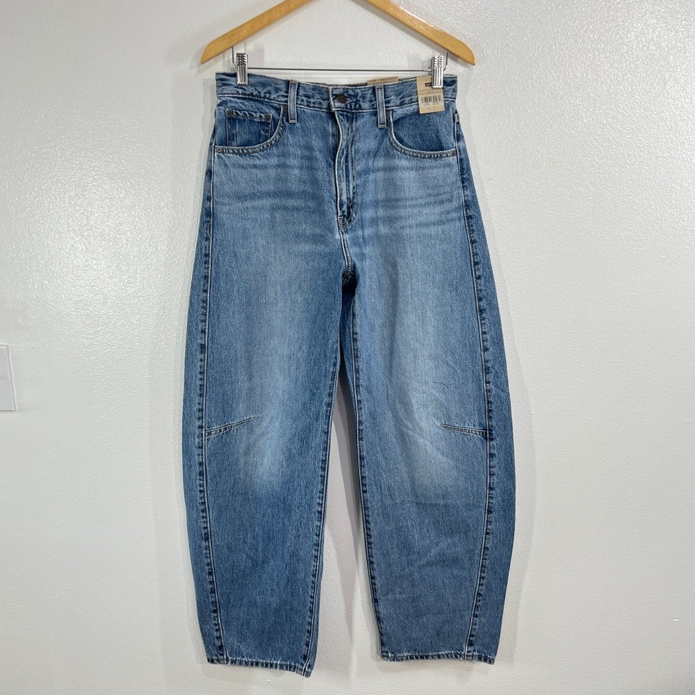 Levi's Cinch Barrel Women's Jeans 29 Light Wash Blue High Rise Wide Leg Relaxed - Picture 2 of 11